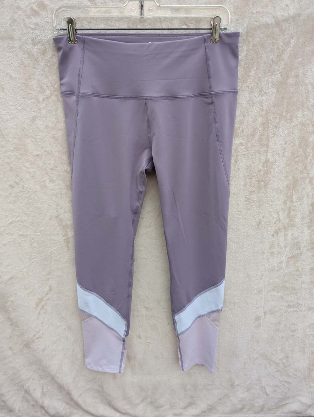Apana Color Block Mesh Leggings Lavender Purple White Size M